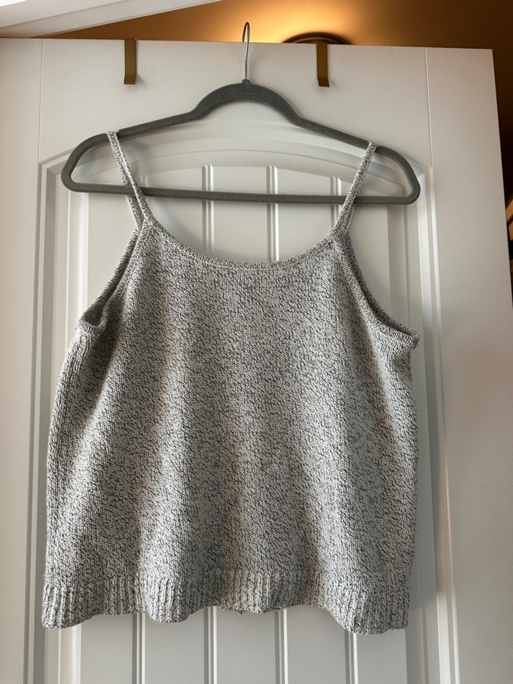 Grey Knit Spaghetti-Strap Tank Top